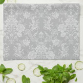 Elegant Romantic Chic Floral Damask-Grey Theedoek (Gevouwen)