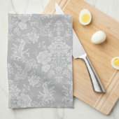Elegant Romantic Chic Floral Damask-Grey Theedoek (Quarter Fold)