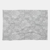 Elegant Romantic Chic Floral Damask-Grey Theedoek (Horizontaal)