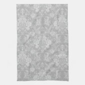 Elegant Romantic Chic Floral Damask-Grey Theedoek (Verticaal)