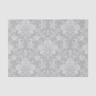 Elegant Romantic Chic Floral Damask-Grey Tissuepapier