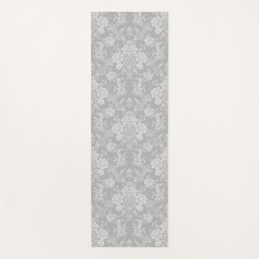 Elegant Romantic Chic Floral Damask-Grey Yogamat (Voorkant)