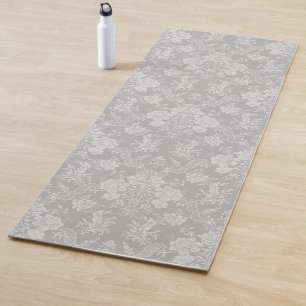 Elegant Romantic Chic Floral Damask-Grey Yogamat