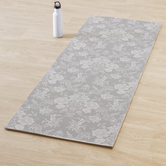 Elegant Romantic Chic Floral Damask-Grey Yogamat (In situ)