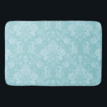 Elegant Romantic Chic Floral Damask-Mint Badmat<br><div class="desc">Elegant  geïnspireerd bloemdemasontwerp met chic monochrome licht-op-donkerpastelmint bloemen,  bladrollen en wieken van delicate gelaatsmunnen. Dit patroon is naadloos en kan omhoog of omlaag worden geschraapt.</div>