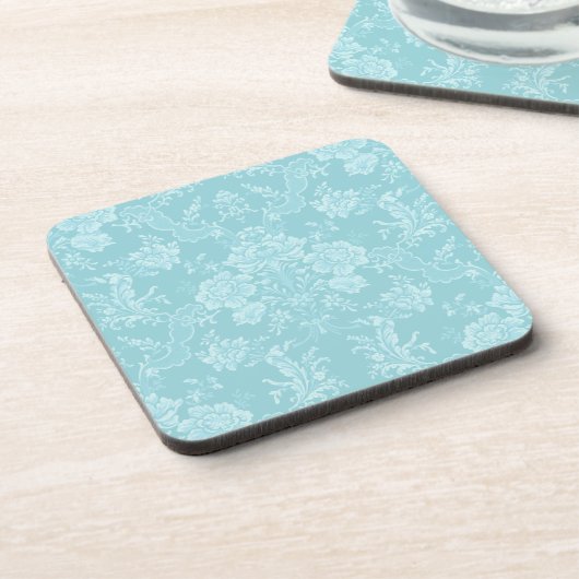 Elegant Romantic Chic Floral Damask-Mint Bier Onderzetter (Linkerzijde)