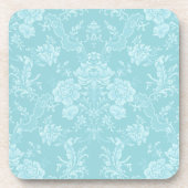 Elegant Romantic Chic Floral Damask-Mint Bier Onderzetter (Voorkant)
