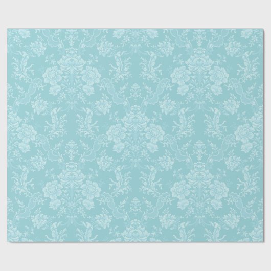 Elegant Romantic Chic Floral Damask-Mint Cadeaupapier (Vlak)