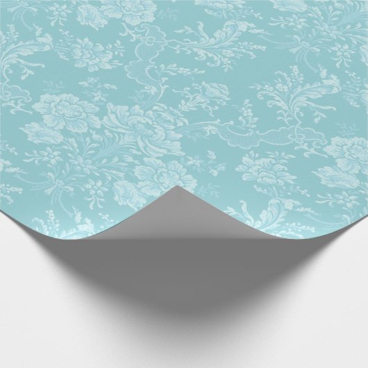Elegant Romantic Chic Floral Damask-Mint Cadeaupapier (Hoek)