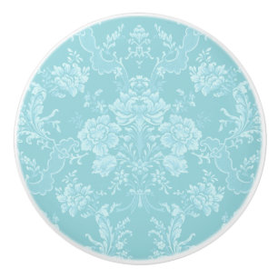 Elegant Romantic Chic Floral Damask-Mint Keramische Knop