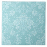 Elegant Romantic Chic Floral Damask-Mint Tegeltje<br><div class="desc">Elegant  geïnspireerd bloemdemasontwerp met chic monochrome licht-op-donkerpastelmint bloemen,  bladrollen en wieken van delicate gelaatsmunnen. Dit patroon is naadloos en kan omhoog of omlaag worden geschraapt.</div>