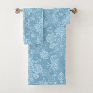 Elegant Romantic Chic Floral Damask-Pastel Blue Bad Handdoek