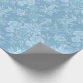Elegant Romantic Chic Floral Damask-Pastel Blue Cadeaupapier (Hoek)