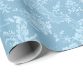 Elegant Romantic Chic Floral Damask-Pastel Blue Cadeaupapier (Rol Hoek)