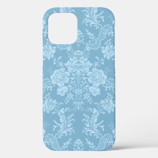 Elegant Romantic Chic Floral Damask-Pastel Blue Case-Mate iPhone Case (Achterkant)