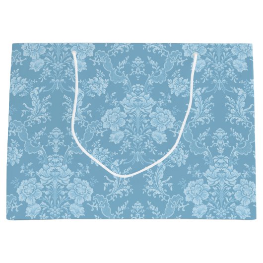 Elegant Romantic Chic Floral Damask-Pastel Blue Groot Cadeauzakje (Voorkant)