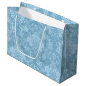 Elegant Romantic Chic Floral Damask-Pastel Blue Groot Cadeauzakje (Voorkant Gekanteld)