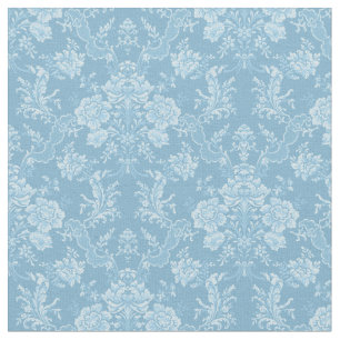 Elegant Romantic Chic Floral Damask-Pastel Blue Stof
