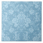 Elegant Romantic Chic Floral Damask-Pastel Blue Tegeltje<br><div class="desc">Elegant  geïnspireerd bloemdemasontwerp met chic monochrome licht-op-donkerpastelblauwe bloemen,  bladrolls en kronkelige ribben. Dit patroon is naadloos en kan omhoog of omlaag worden geschraapt.</div>