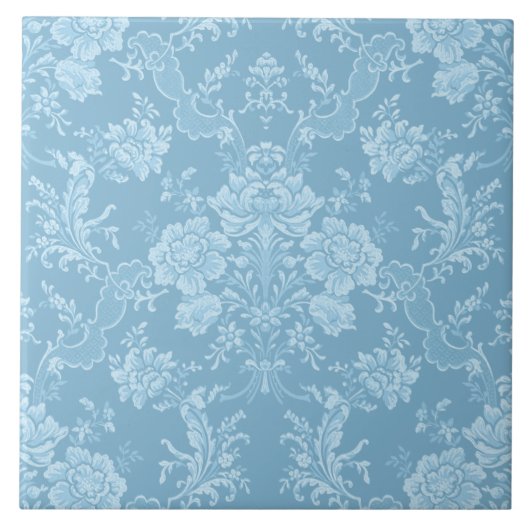 Elegant Romantic Chic Floral Damask-Pastel Blue Tegeltje (Voorkant)
