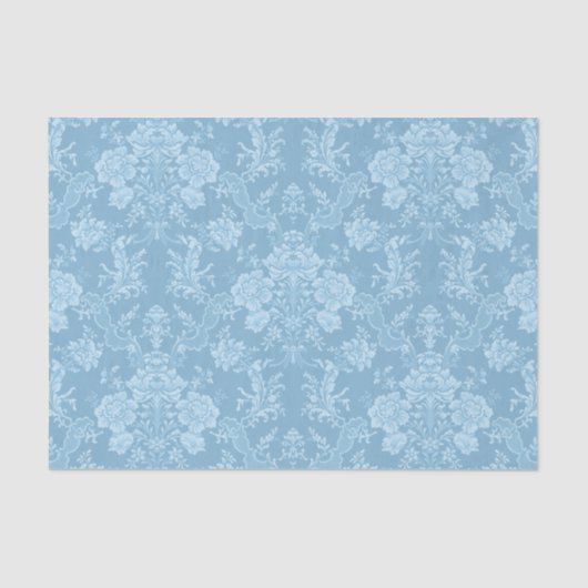 Elegant Romantic Chic Floral Damask-Pastel Blue Tissuepapier (Voorkant)