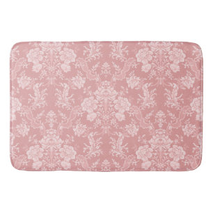 Elegant Romantic Chic Floral Damask-Pastel Pink Badmat