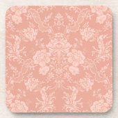 Elegant Romantic Chic Floral Damask-Peach Bier Onderzetter (Voorkant)
