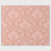 Elegant Romantic Chic Floral Damask-Peach Cadeaupapier (Vlak)