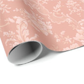 Elegant Romantic Chic Floral Damask-Peach Cadeaupapier (Rol Hoek)