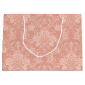 Elegant Romantic Chic Floral Damask-Peach Groot Cadeauzakje (Voorkant)