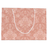 Elegant Romantic Chic Floral Damask-Peach Groot Cadeauzakje (Achterkant)