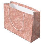 Elegant Romantic Chic Floral Damask-Peach Groot Cadeauzakje (Achterkant Gekanteld)