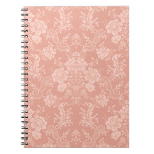 Elegant Romantic Chic Floral Damask-Peach Notitieboek