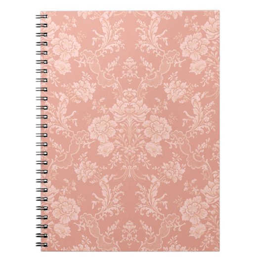 Elegant Romantic Chic Floral Damask-Peach Notitieboek (Voorkant)