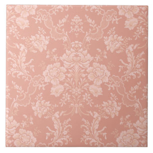 Elegant Romantic Chic Floral Damask-Peach Tegeltje