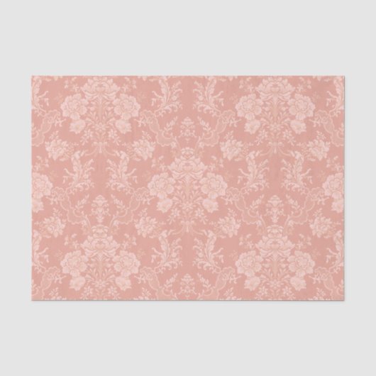 Elegant Romantic Chic Floral Damask-Peach Tissuepapier (Voorkant)