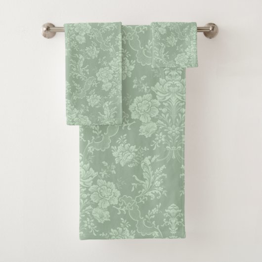 Elegant Romantic Chic Floral Damask-Sage Green Bad Handdoek (Insitu)