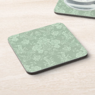 Elegant Romantic Chic Floral Damask-Sage Green Bier Onderzetter