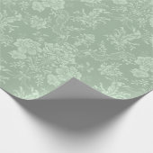 Elegant Romantic Chic Floral Damask-Sage Green Cadeaupapier (Hoek)