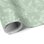 Elegant Romantic Chic Floral Damask-Sage Green Cadeaupapier (Rol Hoek)