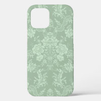 Elegant Romantic Chic Floral Damask-Sage Green