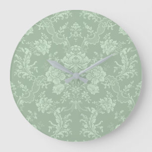 Elegant Romantic Chic Floral Damask-Sage Green Grote Klok