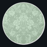 Elegant Romantic Chic Floral Damask-Sage Green Keramische Knop<br><div class="desc">Elegant  geïnspireerd bloemdemasontwerp met chic monochrome licht-op-donkergrijze groene bloemen,  bladrolls en kronkelige ribberen. Dit patroon is naadloos en kan omhoog of omlaag worden geschraapt.</div>