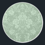 Elegant Romantic Chic Floral Damask-Sage Green Keramische Knop<br><div class="desc">Elegant  geïnspireerd bloemdemasontwerp met chic monochrome licht-op-donkergrijze groene bloemen,  bladrolls en kronkelige ribberen. Dit patroon is naadloos en kan omhoog of omlaag worden geschraapt.</div>