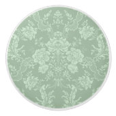 Elegant Romantic Chic Floral Damask-Sage Green Keramische Knop (Voorkant)