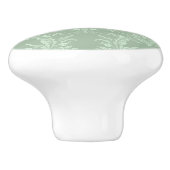 Elegant Romantic Chic Floral Damask-Sage Green Keramische Knop (Zijkant)