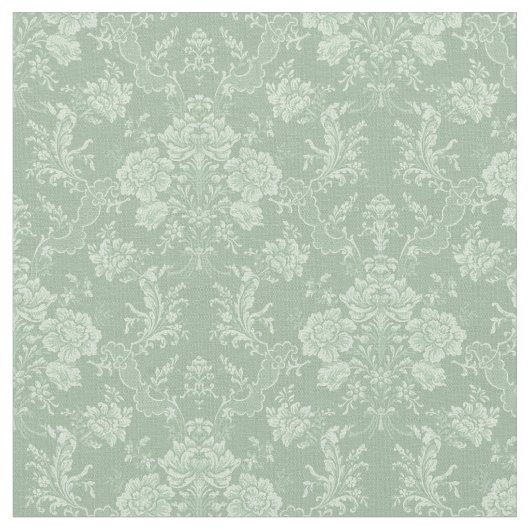 Elegant Romantic Chic Floral Damask-Sage Green Stof (Close Up)