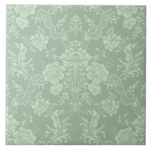 Elegant Romantic Chic Floral Damask-Sage Green Tegeltje