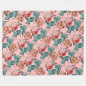 Elegant Romantic  Chic Rozen Floral Fleece Deken (Voorkant (Horizontaal))