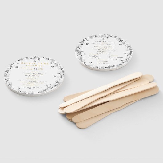 Elegant Romantic Classy Chic Floral Gold Wedding Handwaaier (Niet-gemonteerd)